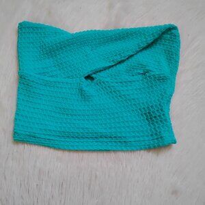 teal twist front cropped tube top